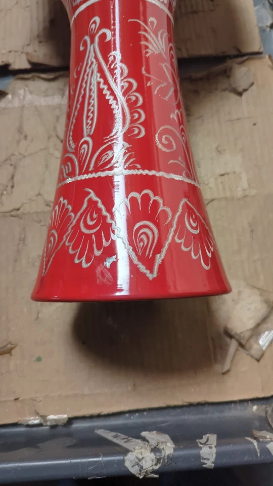 40.6cm Longueur Aluminium Darbouka,8 " Accordable Et Interne Clochettes (Rouge) - Photo 2/2