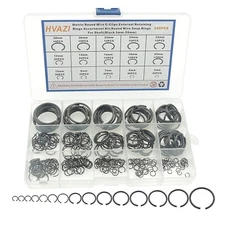 HVAZI Metric 15-Sizes round Wire C-Clips External Retaining Rings Assortment Kit