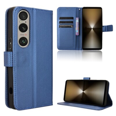 Für Sony Xperia 1 VI 2024 Diamond Textur Leder Handy Hülle Cover Schale