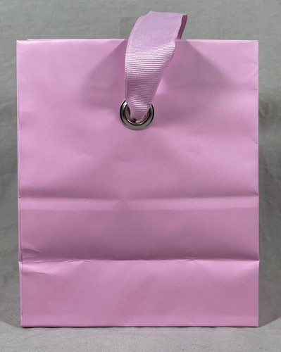 Lot of 8 NEW Hallmark Solid Pink Gift Bags Small 6” Ribbon Handle - Picture 2 of 8