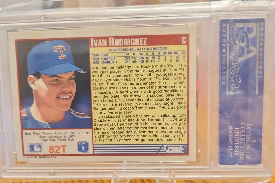 Vtg 1991 Score Update #82T IVAN RODRIGUEZ RC Rangers Tigers C MLB HOF MINT PSA 9 - Image 2 of 2