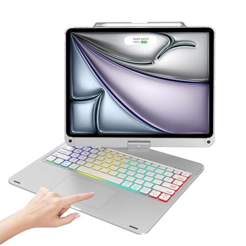 Keyboard Case for iPad Air 13-inch (M2, 2024) & iPad Pro 12.9 silver - Picture 2 of 8