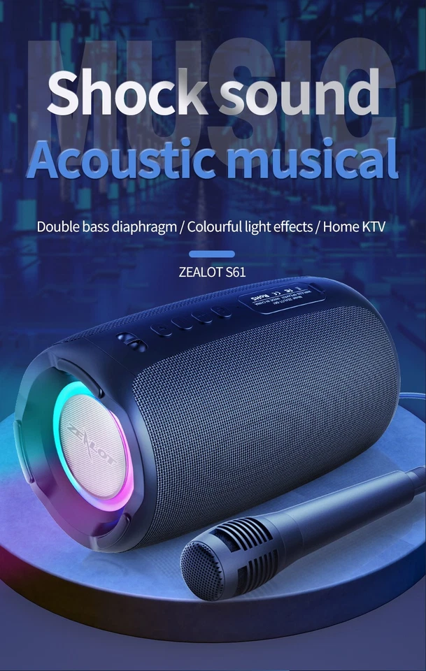 Portable Bluetooth Speaker Double Diaphragm Wireless Subwoofer Waterproof - Image 2 of 4