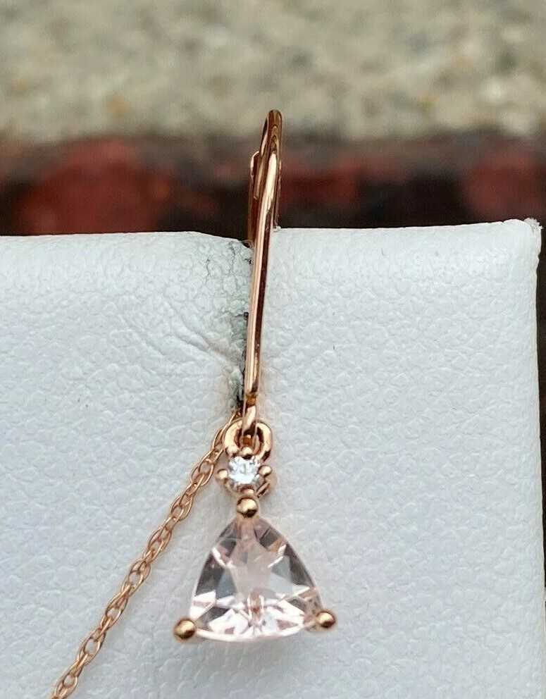 10K ROSE GOLD MORGANITE & DIAMOND PENDANT & EARRI… - image 3