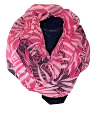 Infinity Fashion Scarf Palm Leaves Black White Pink