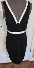 Jay GodFrey Black White Sleeveless Stretchy Cocktail Casual Little Black Dress 6