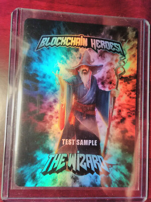 RARE-Blockchain Heroes Test Sample Trading Card The Wizard Legendary Foil