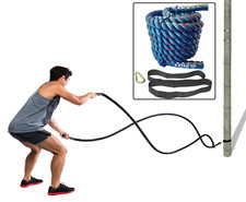 40 Ft Battle Rope 1.5" w Anchor Strap Poly Dacron Exercise Cross Training RED