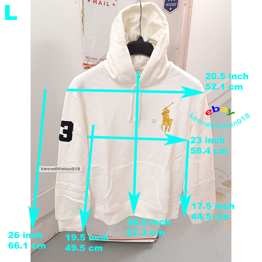 POLO RALPH LAUREN FELPA CON CAPPUCCIO BIG PONY PILE CREMA BIANCA TAGLIA LARGE