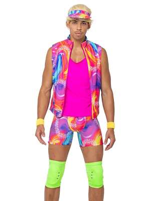 6 Pc Men's Retro Rollerblade Stud Halloween Cosplay Costume