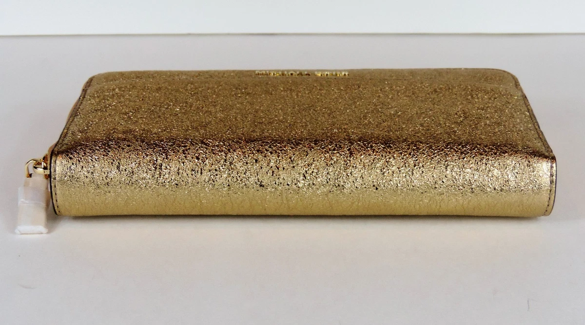 New Michael Kors Zip Around Continental Wallet Metallic leather