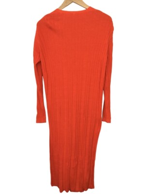 FREE PEOPLE Sweater Dress, Women's S, Orange V Neck Long Sleeve Buttons |  eBay