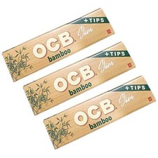 OCB Bamboo King Size Slim Rolling Paper Cigarette Papers  Tips 3 Booklets 