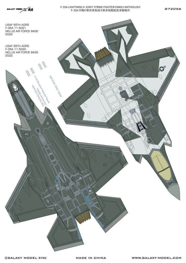 1/72 F-35A Lightning II Family Anthology Decals & Mask for Tamiya