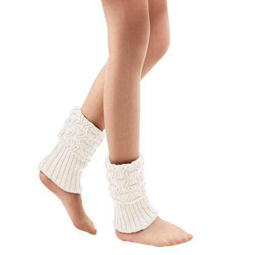 Women's Solid Cable Knit Leg Warmers Ribbed Knitted Crochet Winter Boot Socks - Bild 16 von 54