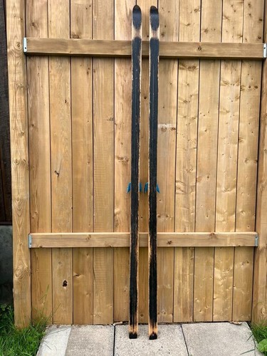 Vintage Wooden Skis 83" Long with Original BROWN Finish and Bindings - Picture 5 of 5