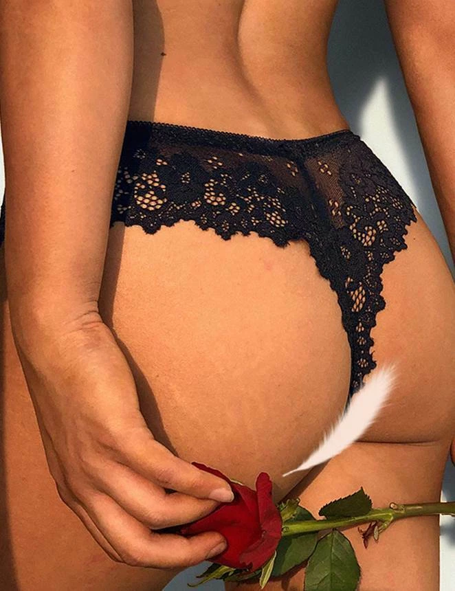 TANGA DE ENCAJE NEGRO LENCER A SEXY ROPA INTERIOR ER TICA MUJER