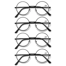 4PK Metal Frame Reading Glasses Blue Light Blocking Spring Hing Readers for Men
