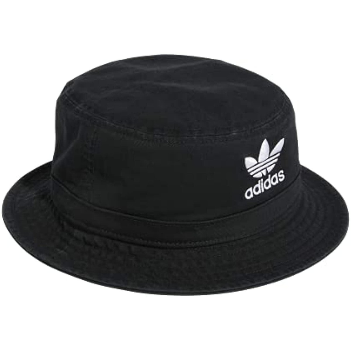 adidas Originals Unisex Washed Bucket Hat, Black/White, ONE 