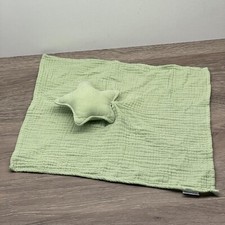 Star Security Blanket Baby Lovey Green Muslin Cotton Plush Soft