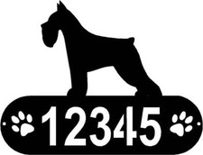 Miniature Schnauzer PAWS House Address Sign or Name Plaque - Made in USA