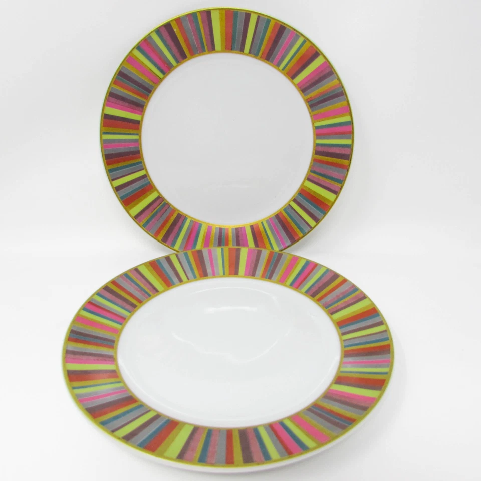 Set of 2 Pottery Barn  "Stripe"  Lunch Plates ~ 7-1/2" - Image 2 of 4