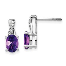 14k White Gold Amethyst and Diamond Earrings