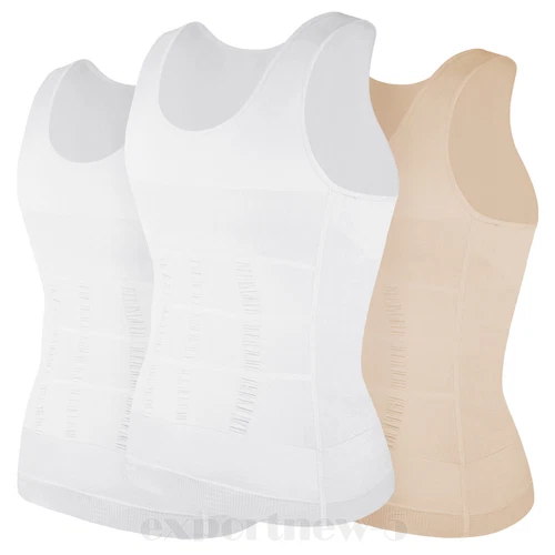 Herren 3er-Pack Schlank Body Shaper Haltung Korrektur Weste Bauch Kompression Tops USA - Bild 29 von 56