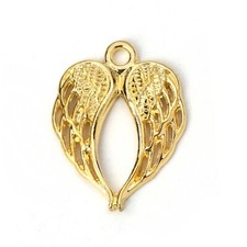 10 Angel Wing Charm 22 x 18 mm Gold Tone US Seller 1137