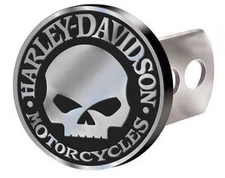 Harley-Davidson Brushed Silver & Black Willie G Skull Auto Hitch Plug 2283R01