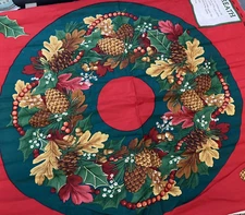 Vtg Rare Andover Fabrics Christmas Wreath fabric panel