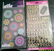2 NEW JOLEES BOUTIQUE bling gold alphabet stickers numbers  STICKO flowers