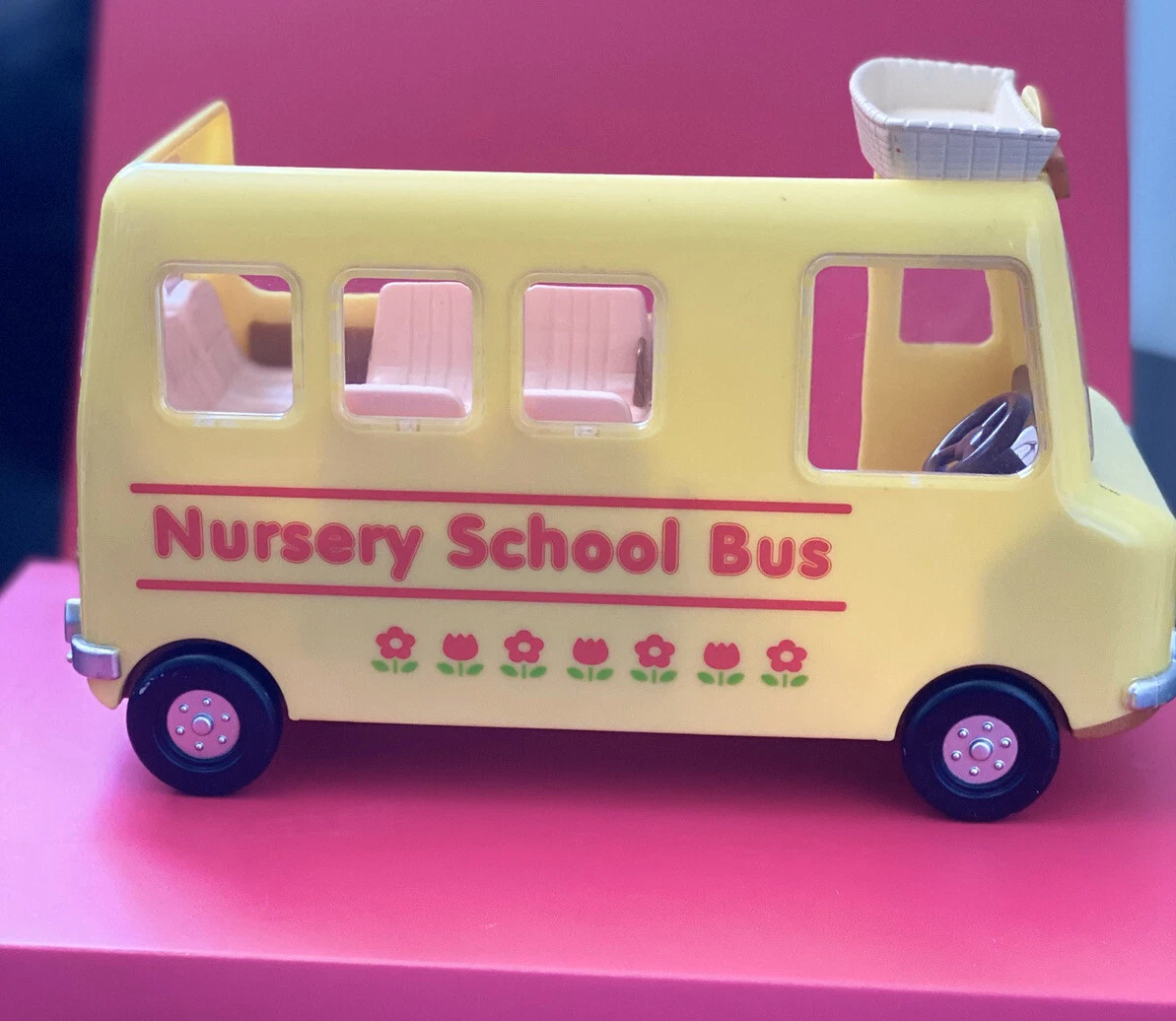 sylvanian families Rainbow Nursery School Bus With trampoline In Good  Condition