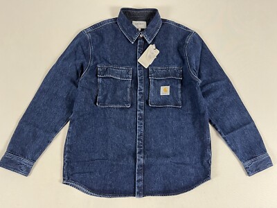 CARHARTT WIP MONTEREY SHIRT JACKET BLUE STONE WASHED L NWT
