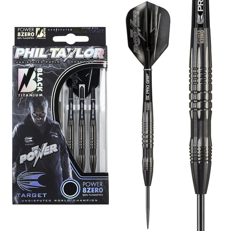 Phil Taylor Power 8ZERO 4 Black Titanium Swiss Point 80% 21g