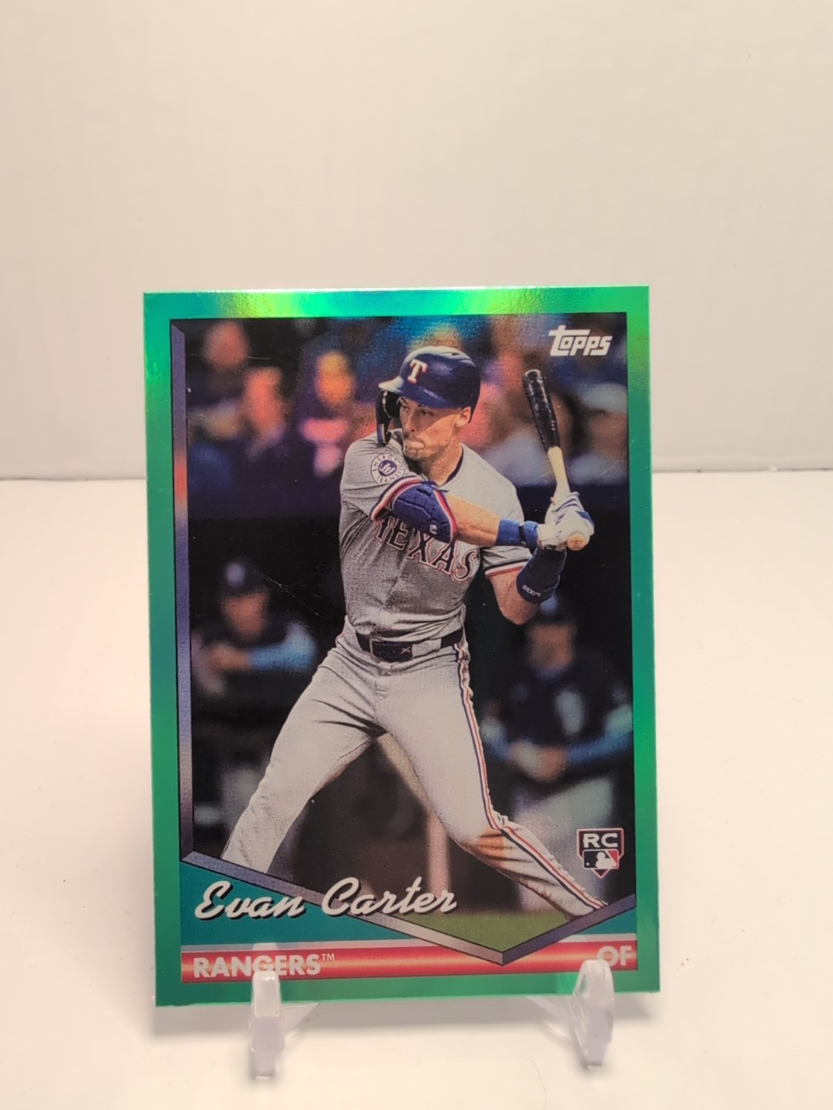 2024 Topps Archives #223 Evan Carter RC GREEN FOIL BOARD /99 Texas Rangers