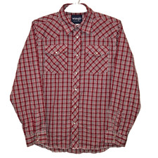 Wrangler Shirt Youth XL 14-16 Adult S Red Pearl Snap Surged Hem Western EUC