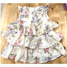 Gap x LoveShackFancy Floral Tiered Ruffle Dress Toddler 2T White Excellent Rare