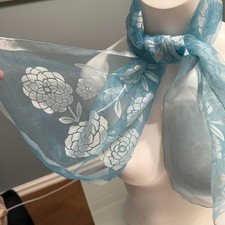 Vintage Blue floral sheer scarf