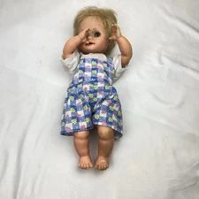 Baby Magic Doll By Deluxe Reading Doll 17” 1960’s Mouth Moves When You Push Arm