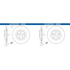 2x ATE 320mm BREMSSCHEIBEN VORNE passend für MITSUBISHI ECLIPSE OUTLANDER | 24.0
