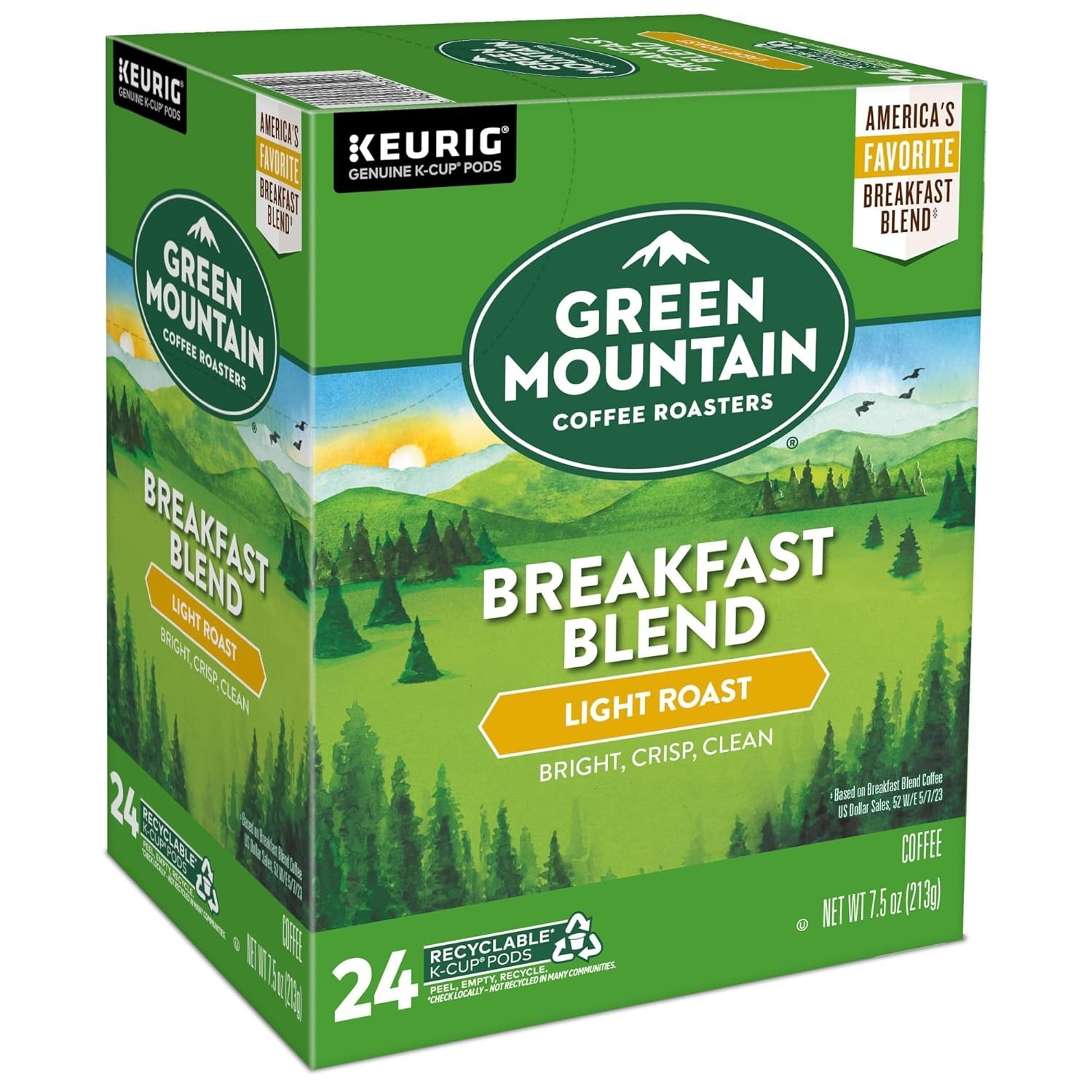 Green Mountain Coffee Breakfast Blend, Keurig K-Cup Pod, Light Roast, 96 Count
