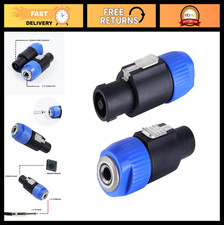 2-Pack Speak-On to 1/4" TS Female Jack Adapters - NL4FC Converter for PA DJ Mixe