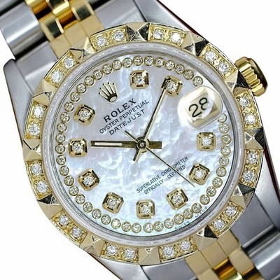 Rolex Datejust Midsize 31mm Gold Steel White MOP Dial Diamond