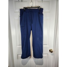 Women's sz PL Navy Blue Scrub Pants Pockets