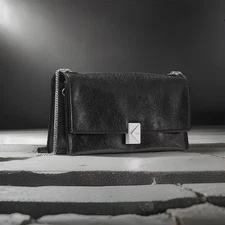 AUTH NWT Kate Spade New York Deco Glazed Leather Soft Shoulder Bag In Black