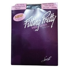 Vtg Hanes Fitting Pretty Pantyhose Sheer Queen Size B2 Sandalfoot Town Taupe