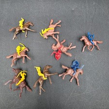 Vintage Lot of American Indians on Brown Horses Western Playset Ajax Tim Mee 