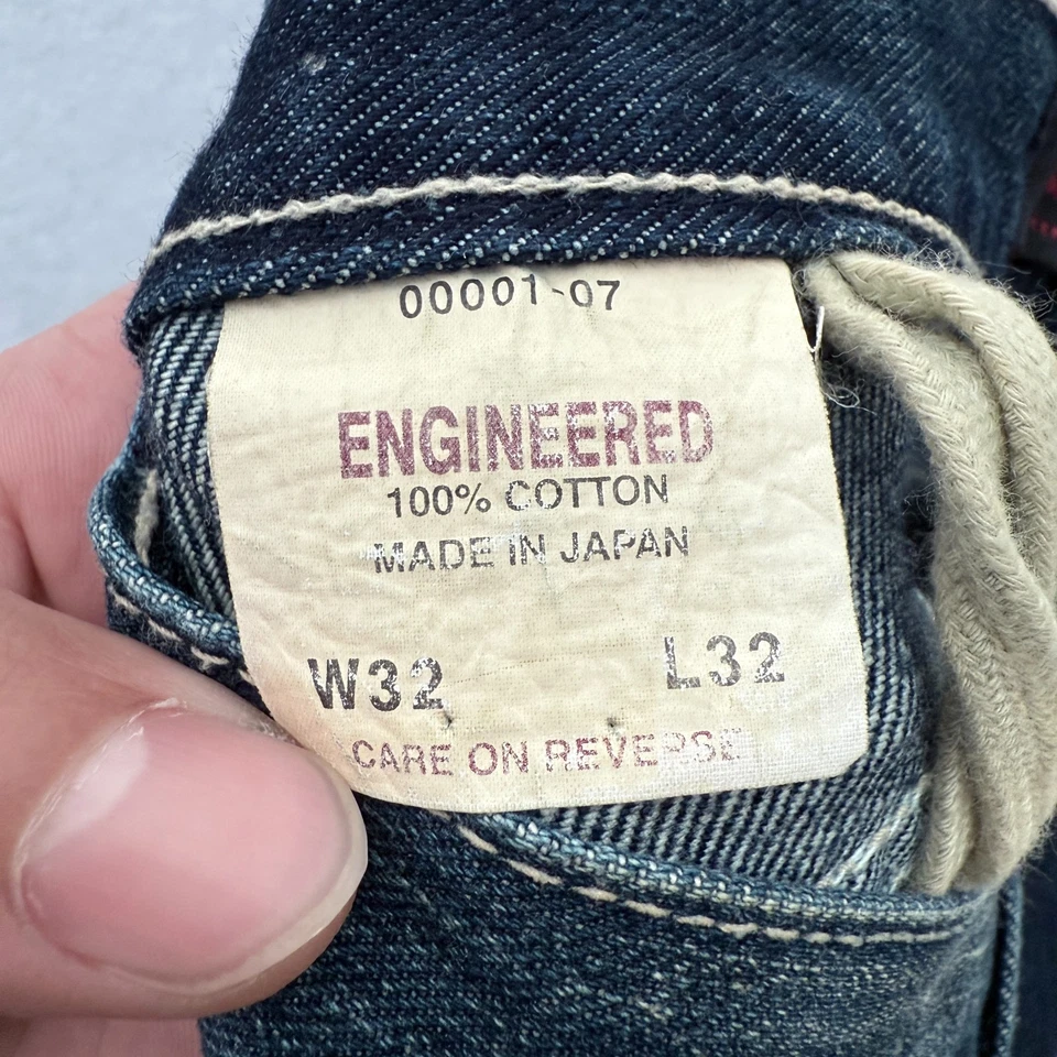 Pantalones de mezclilla Levis Engineered para hombre 32x32 (32x30) azul costura retorcida hechos en Japón Foto 3 de 4