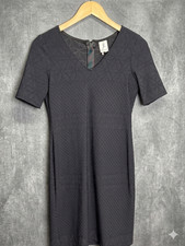 Julia Jordan Black Textured Geometric Sheath Dress Size 4 Short Sleeve Work Offi